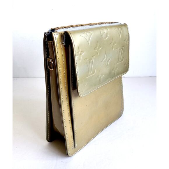 LOUIS VUITTON Monogrammed LV Vernis Patent Leather Mott Bag Pouch MOSS GREEN ๐ - Picture 3 of 15